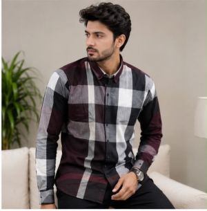 BURBERY PREMIUM CHEQUES MAROON CLASSIC SHIRT