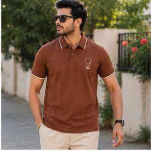 AMI PARIS BROWN IMPORTED POLO