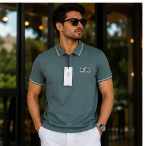 COACCH PREMIUM SEA GREEN EMBORSSED POLO