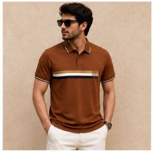 BOSS PREMIUM BROWN STRIP IMPORTED POLO