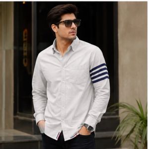 THOM BROWNE GREY IMPORTED WHITE SHIRT