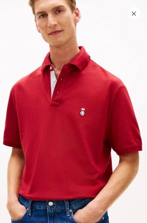 Tommy Hilfig Red Premium Imported Pique Cotton Lycra Fabric Polo Tshirt with Embroidered Logo 4144