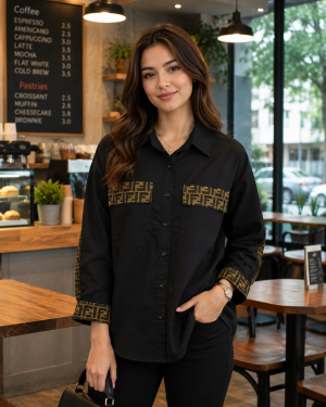   Fen Pocket Logo Shirt Black S120-BK