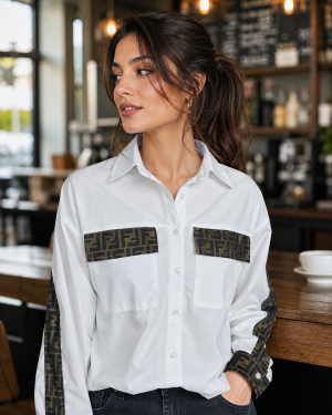 Fen Pocket Logo Shirt White S120-W
