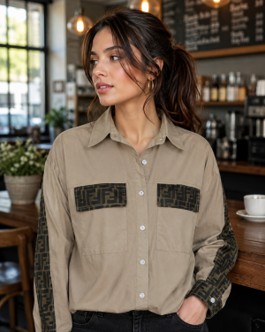 Fen Pocket Logo Shirt Coffee S120-CF