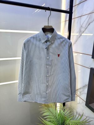 Ami Blue Embroidery Logo Super Premium Oxford Lycra Shirt F4004-BU