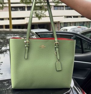 coac mollie pure 1.1 leather material Tote bag with dust cover 991