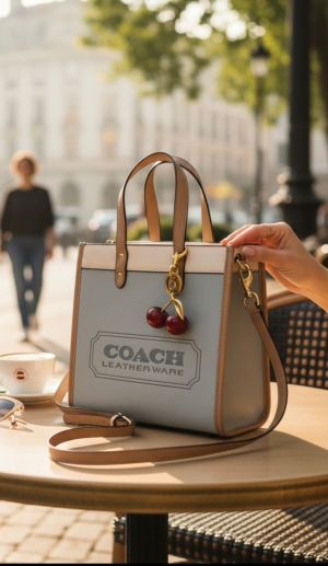 Coac field tote 22 bag with og folding box with charm 6248