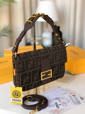 Fend_Baguette_Jacquard_FF_fabric_Bag_Brown_With_box_6515