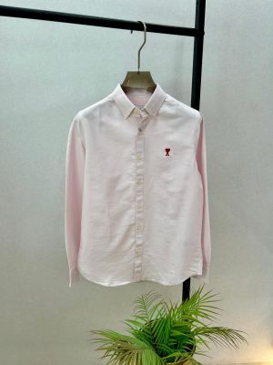 Ami Pink Embroidery Logo Oxford Lycra Premium Shirt F3825-PI