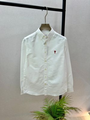 Ami White Embroidery Logo Oxford Lycra Premium Shirt F3825-WH