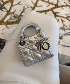 Dioor CB Lady Nano Silver Leather With Original Box DustCover CarryBag & Ribbon