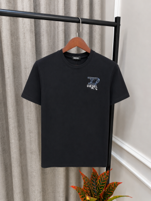 Diese Black Premium Imported Back Print Round Neck T-Shirt(1371)