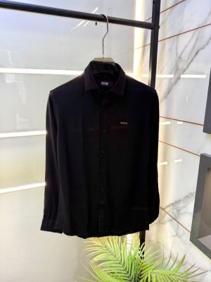 Hug Boss Linen Grey Premium Shirt With Brand Box Packing F3953-GY