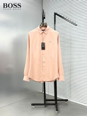 Hug Boss Linen Peach Premium Shirt With Brand Box Packing F3953-PE