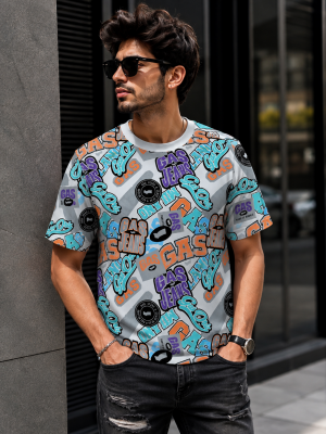 Gas imported very premium round neck tshirt light grey (sc1020) 