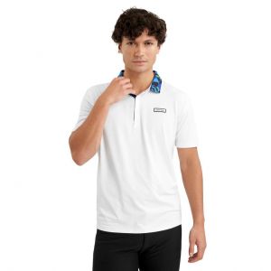 Calvin Klei White Premium Cotton Pique fabric Polo Tshirt with Collar Design and Patch Logo 4214