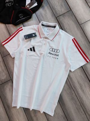 Adida White Collar Neck Premium Printed Polo T-shirt F5104-WH