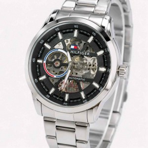 Tommy_Hilfiger automatic open heart silver Black