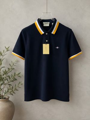 Gant Navy Premium Cotton Pique fabric Polo Tshirt with Collar Design and Embroidered Logo 4434