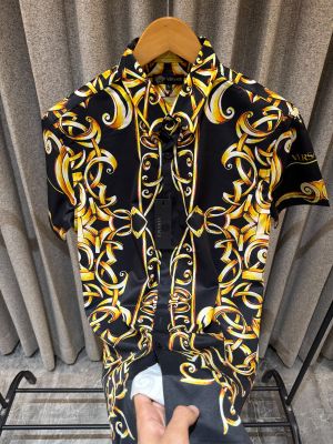 VERSACE BLACK YELLOW PRINTED IMPORTED SHIRT