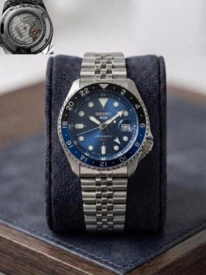 Seiko GMT Quartz Silver Blue (Back Open) 385