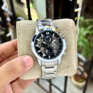 CASI O EDIFIC E WORLD MAP CHRONOGRAPH SIL BLACK 554