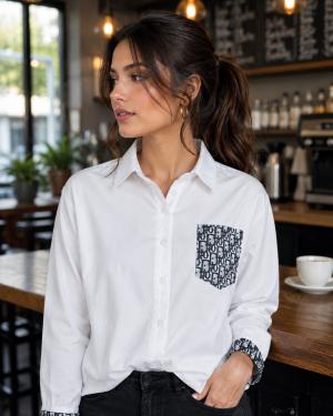   Dio Back Print Shirt White S110-W