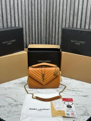 YSL SAINT LAURENT COLLEGE MEDIUM CHAIN BAG  khaki dubble box packing 6132