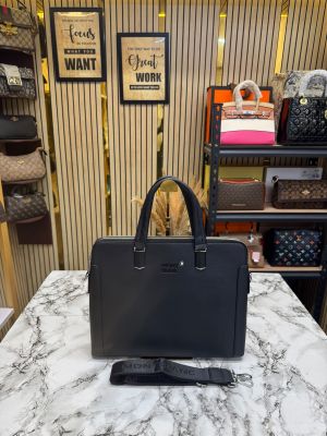 Mont Blanc Black Premium Quality Laptop Bag With Strap With Two Compartments (M2050-5)