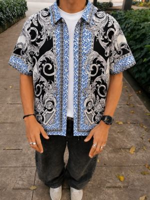 Versace Borroco Bandana imported primium Shirt Bluish