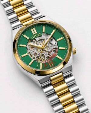 CITIZEN_ TSUYOSA AUTOMATIC SKELETON TOW TONE GREEN DIAL F297
