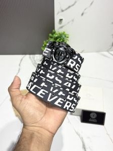 Versace 902 monogram design reversible belt with og box card and carry bag