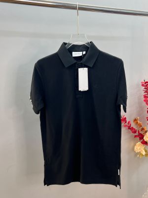 Calvin Klei Black Premium Imported Cotton Matty Fabric Polo Tshirt with Sleeves Design and Embroidered Logo 4484