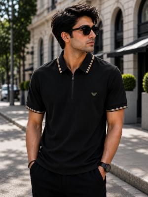 Emporio Arma Premium Polo Neck Black Tshirt (SC1023)