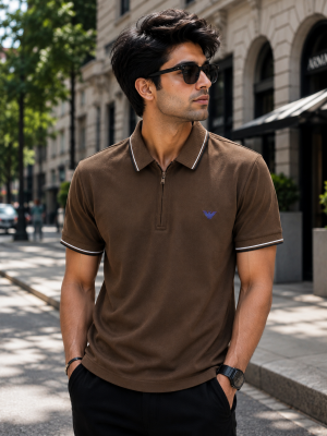 Emporio Arma Premium Polo Neck Brown Tshirt (SC1023)