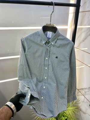 Brooks Brothers green Micro Checks Premium Shirts F3164-GR2
