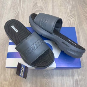 Skecher.s GOwalk Goga Mat Premium Grey Black Slides