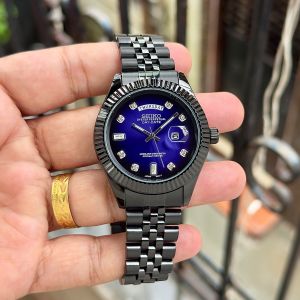 Seiko Oyster Perpetual Mod Day-Date Black Chain Blue Dial 