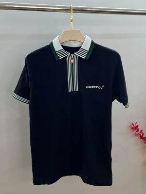 Casablanc Navy Premium Cotton Lycra Pique fabric Polo Tshirt with Front Design and Embroidery Logo 4504