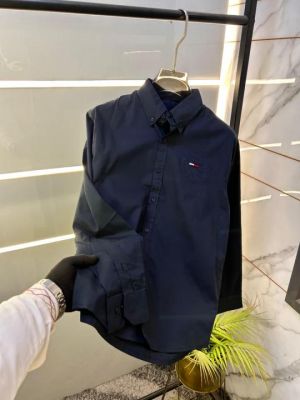 Tomm_Hilfiger Navy Embroidery Logo Oxford Lycra Premium Shirts F2626-NY