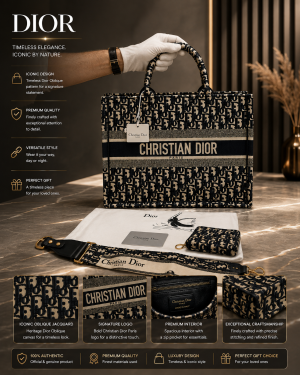 CHRISTIAN DIOOR BLACK MONOGRAM PREMIUM TOTE BAG WITH OG DUST BAG