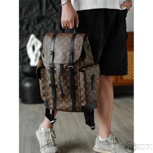 Lv Vuitton Christopher MM backpack recognized by its signature monogram canvas and robust leather trim Backpack with Dust Cover premium quality