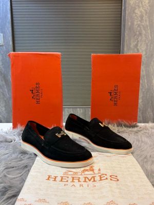 Her-me-logo Black 100% Genuine Suede Leather