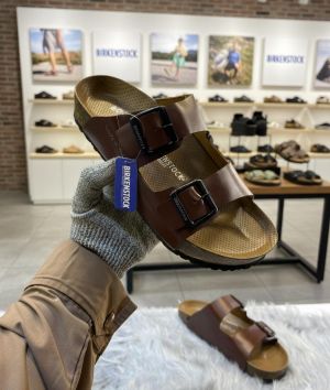 BIRKENSTOCK BROWN SLIDE premium 