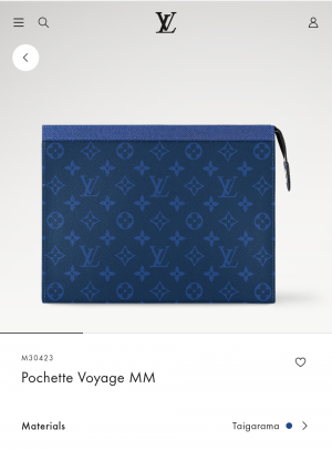 Louiis Vuitton Pochette Voyage MM Clutch With Dust Cover & OG Box Blue Flower M30302