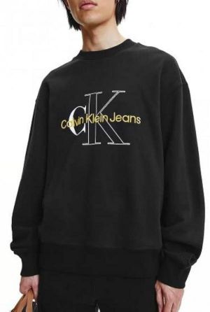 Calvin klei Black Premium Imported Heavy Interlock Cotton 380 GSM Printed Logo sweatshirt 3355