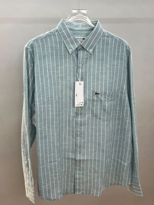 Lacost Sky Premium Imported Linen Shirt Slim Fit with Embroidered Logo and Lining Grey Poly Bag sale offer 2617