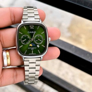 Casio vintage Oval silver green F29