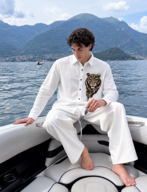 GUCCXI IMPORTED STORE ARTICLE TIGER DIAMOND SHIRT WHITEx